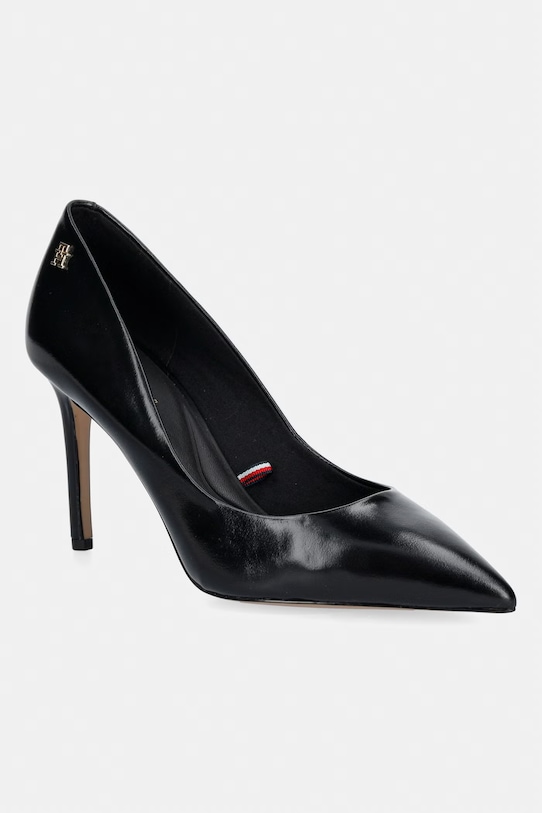 Tommy Hilfiger szpilki skórzane ESSENTIAL POINTED PUMP czarny FW0FW09362