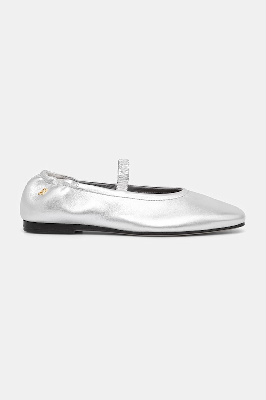 Tommy Hilfiger baleriny skórzane SILVER LTH ELLASTIC BALLERINA FW0FW09466 srebrny SS26