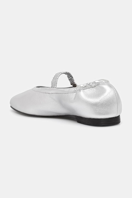 Obuwie Tommy Hilfiger baleriny skórzane SILVER LTH ELLASTIC BALLERINA FW0FW09466 srebrny