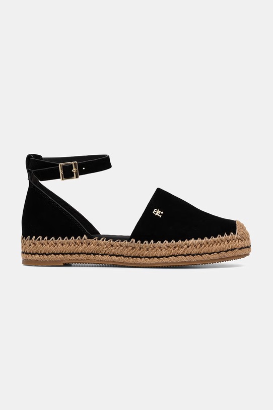 Tommy Hilfiger espadrily na platformě dámské semišové TH PLATFORM ESPAD SUEDE STRAP FW0FW09144 černá SS26
