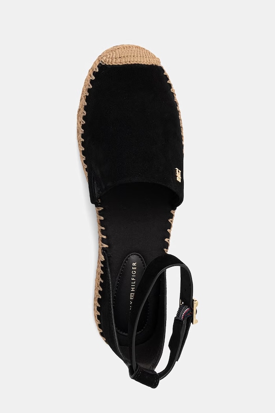Tommy Hilfiger espadrily na platformě dámské semišové TH PLATFORM ESPAD SUEDE STRAP černá FW0FW09144