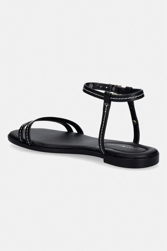 Obuwie Tommy Hilfiger sandały damskie skórzane FLAT SANDAL STITCHING FW0FW09215 czarny