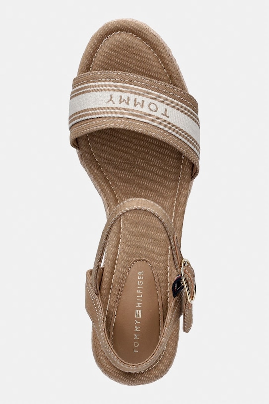 Tommy Hilfiger sandały na koturnie MID WEDGE ESPAD WEBBING beżowy FW0FW09230