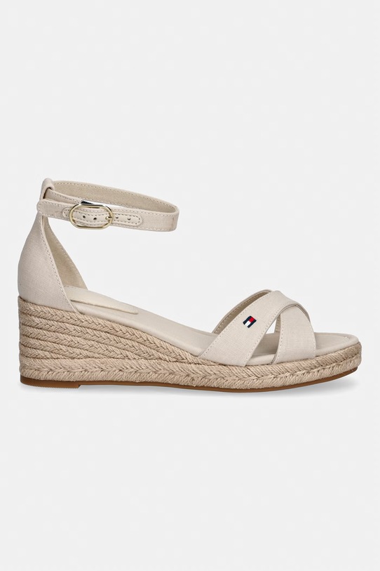 Tommy Hilfiger sandály na klínku MID WEDGE ESPAD X CROSS FW0FW09332 béžová SS26