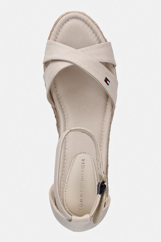 Tommy Hilfiger sandály na klínku MID WEDGE ESPAD X CROSS béžová FW0FW09332