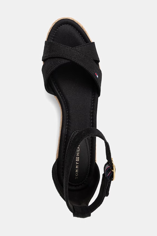Tommy Hilfiger sandály na klínku MID WEDGE ESPAD X CROSS černá FW0FW09332