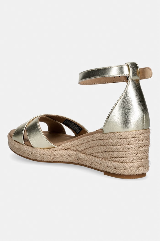 Παπούτσια Tommy Hilfiger σανδάλια σε σφήνα δερμάτινα MID WEDGE ESPAD X CROSS GOLD FW0FW09333 χρυσαφί