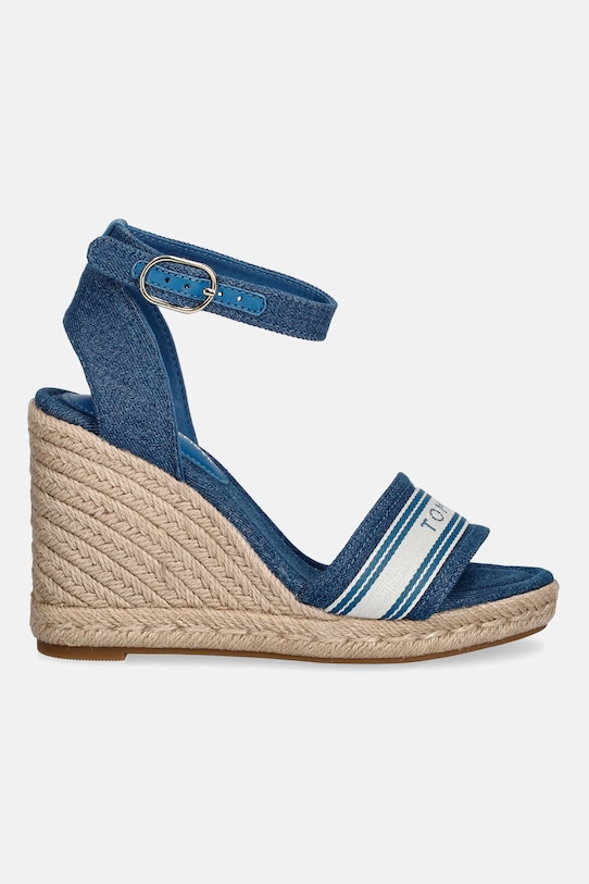 Tommy Hilfiger espadrile s polno peto ženske HIGH WEDGE ESPAD WEBBING FW0FW09342 modra SS26
