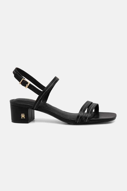 Tommy Hilfiger σανδάλια δερμάτινα LOW HEEL SANDAL STITCHING FW0FW09345 μαύρο SS26