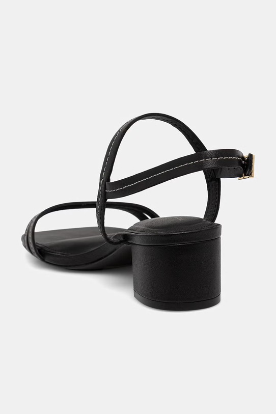 Παπούτσια Tommy Hilfiger σανδάλια δερμάτινα LOW HEEL SANDAL STITCHING FW0FW09345 μαύρο