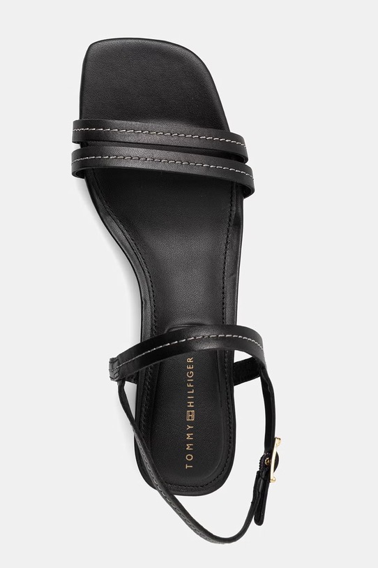 Tommy Hilfiger σανδάλια δερμάτινα LOW HEEL SANDAL STITCHING μαύρο FW0FW09345