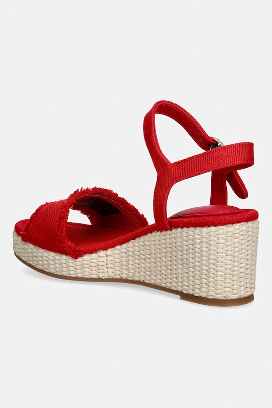Παπούτσια Tommy Hilfiger σανδάλια σε σφήνα MID WOVEN WEDGE ESPAD FRINGE FW0FW09470 κόκκινο