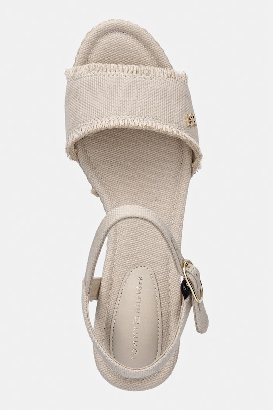 Tommy Hilfiger sandale s klinastom potpeticom MID WOVEN WEDGE ESPAD FRINGE bež FW0FW09470
