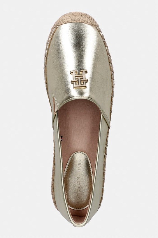 Tommy Hilfiger espadrilky dámske kožené TH LOGO GOLD ESPADRILLE zlatá FW0FW09473