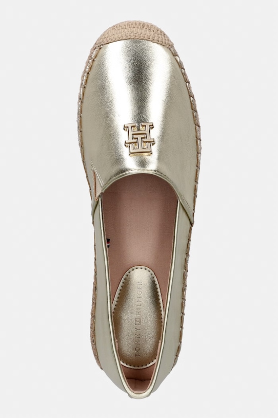 Tommy Hilfiger espadrily dámské kožené TH LOGO GOLD ESPADRILLE zlatá FW0FW09473