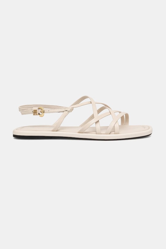 Tommy Hilfiger sandale pentru femei, din piele FLAT STRAPPY SANDAL LTH FW0FW09220 bej SS26
