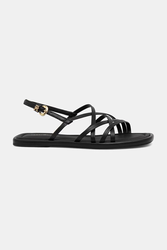 Tommy Hilfiger sandály dámské kožené FLAT STRAPPY SANDAL LTH FW0FW09220 černá SS26