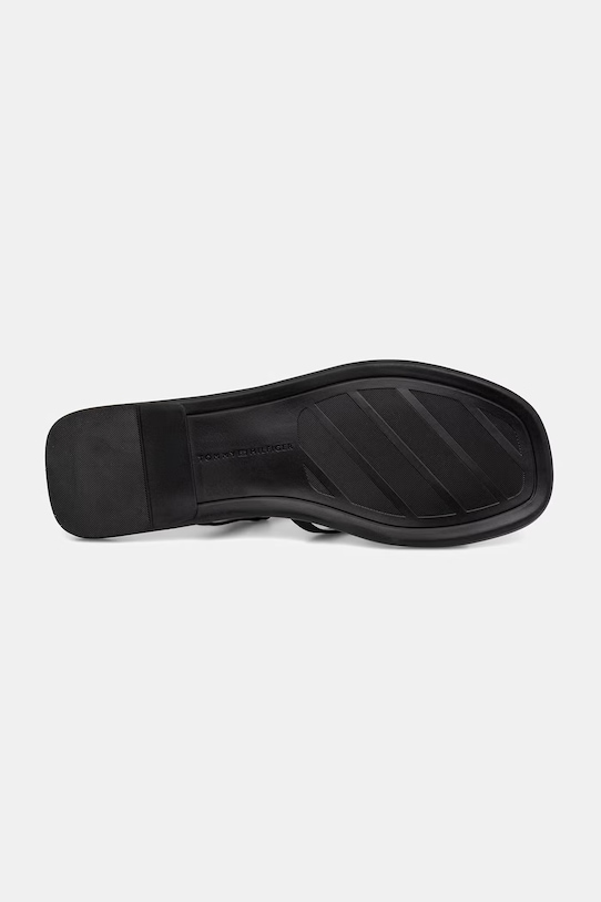 Tommy Hilfiger sandale pentru femei, din piele FLAT STRAPPY SANDAL LTH FW0FW09220 negru