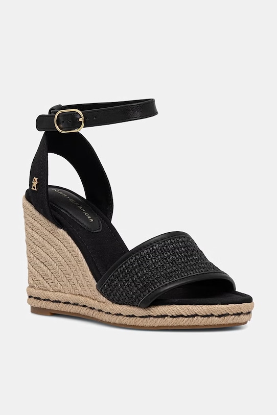 Tommy Hilfiger sandały HIGH WEDGE ESPAD RAFFIA czarny FW0FW09471