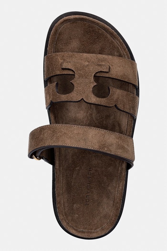 Tory Burch klapki zamszowe Ines Sport Slide beżowy 163481.219