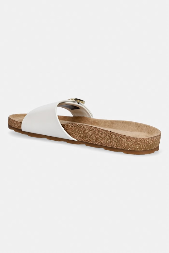 Obuwie Tommy Hilfiger klapki damskie skórzane TH CLASSIC CORK SANDAL PEARL LTH FW0FW09344 biały