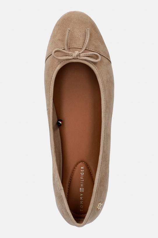 Tommy Hilfiger baleriny zamszowe HILFIGER SUEDE BALLERINA beżowy FW0FW09357