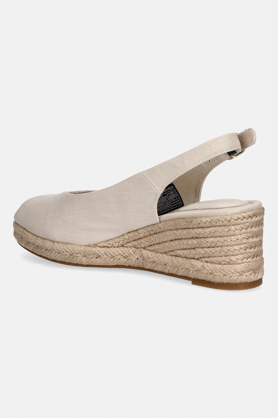 Obuwie Tommy Hilfiger sandały na koturnie damskie MID WEDGE ESPAD SLINGBACK FW0FW09228 beżowy