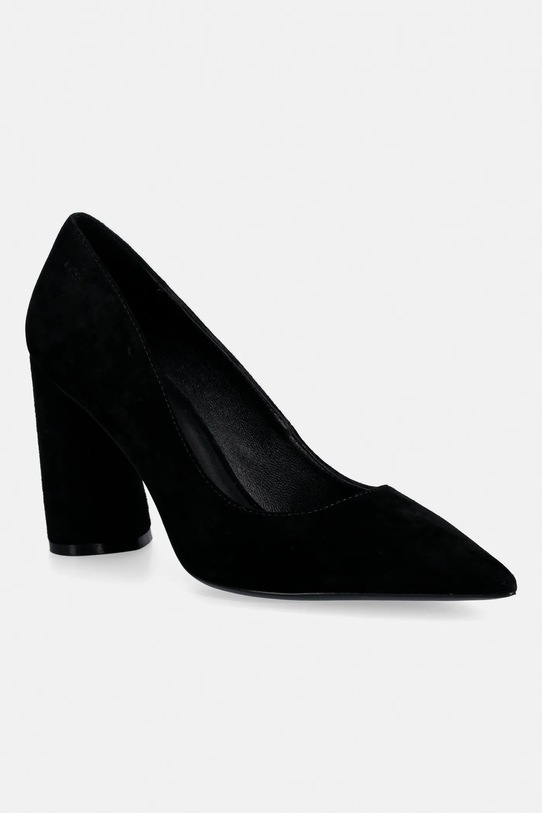 Велурени обувки с дебел ток BOSS Gracey дебел черен 50554372.001