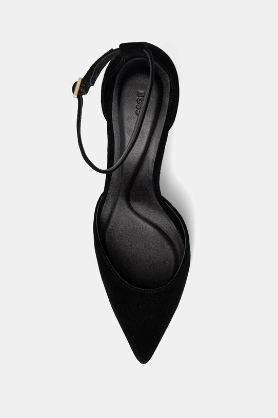 Велурени обувки с тънък ток BOSS Gracey черен 50557660.001