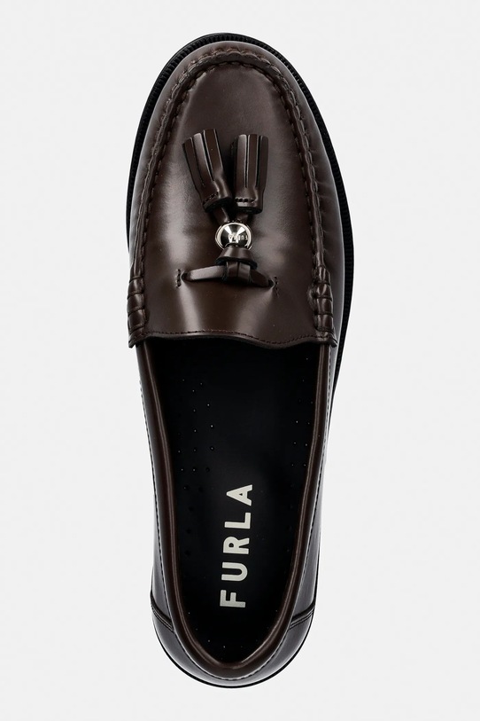 Furla mokasyny skórzane College Loafer brązowy YK57FCG.T20000.3388S