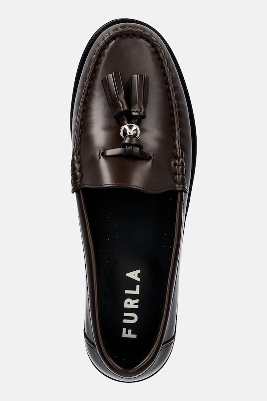 Furla mokasyny skórzane College Loafer brązowy YK57FCG.T20000.3388S