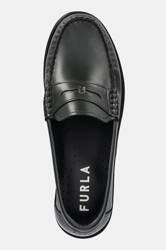 Furla mokasyny skórzane College Loafer zielony YK41FSN.T20000.4491S