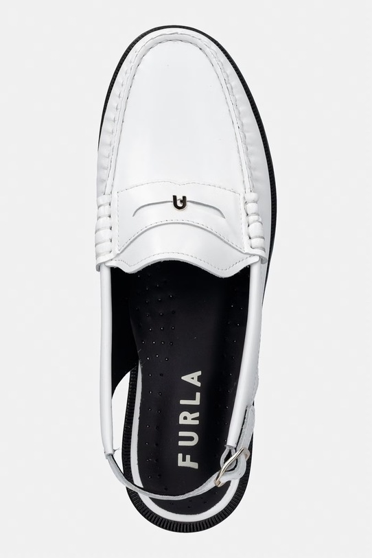 Furla mokasyny skórzane College Loafer biały YK55FCG.T20000.01B00