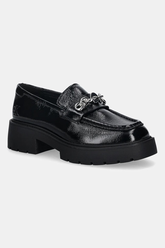 Calvin Klein mokasyny skórzane CHUNKY LOAFER HDW LTH skóra lakierowana czarny YW0YW02044