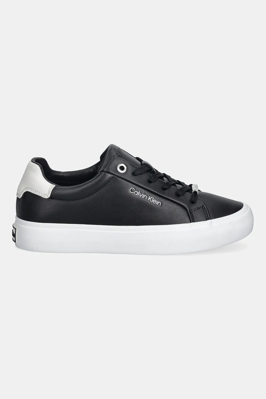 Δερμάτινα αθλητικά παπούτσια Calvin Klein VULC LACE UP LTH/MOIRE BT HW0HW02747 μαύρο SS26