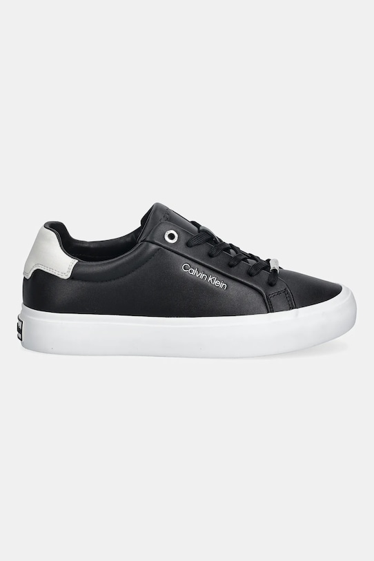Δερμάτινα αθλητικά παπούτσια Calvin Klein VULC LACE UP LTH/MOIRE BT HW0HW02747 μαύρο SS26
