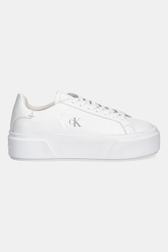 Calvin Klein sneakersy skórzane FLATFORM LACE UP LTH MG YW0YW01928 biały SS26