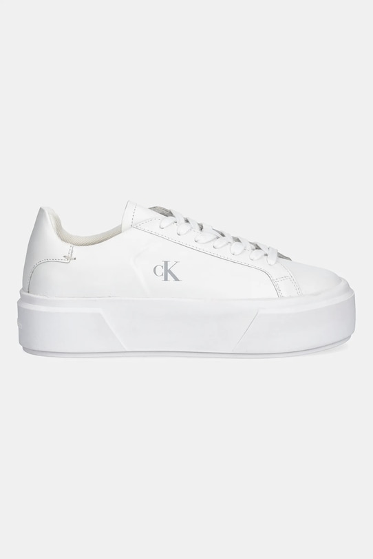 Calvin Klein sneakersy skórzane FLATFORM LACE UP LTH MG YW0YW01928 biały SS26