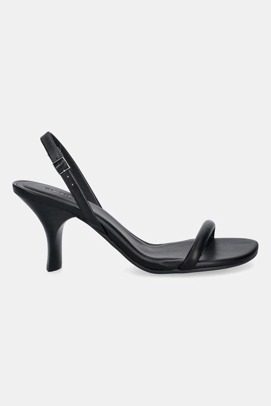Δερμάτινα σανδάλια Calvin Klein SCULPT KITT HEEL STRAPPY LTH HW0HW02800 μαύρο SS26