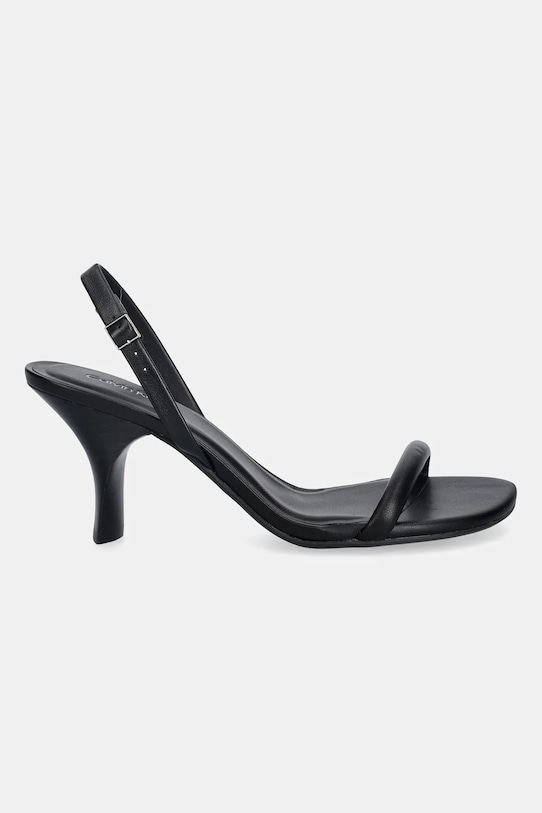 Δερμάτινα σανδάλια Calvin Klein SCULPT KITT HEEL STRAPPY LTH HW0HW02800 μαύρο SS26