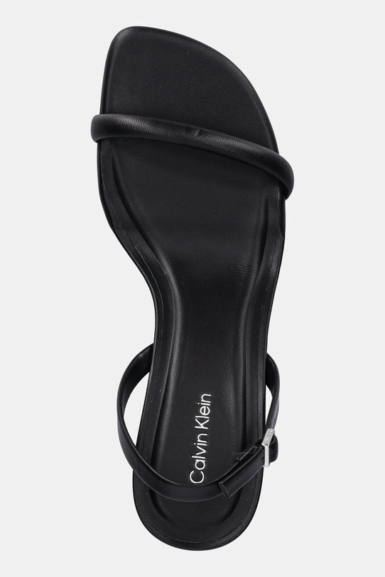 Δερμάτινα σανδάλια Calvin Klein SCULPT KITT HEEL STRAPPY LTH μαύρο HW0HW02800