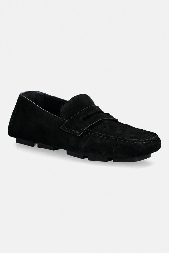 Μοκασίνια σουέτ Calvin Klein SQUARE DRIVER SUEDE φλατ μαύρο HW0HW02844