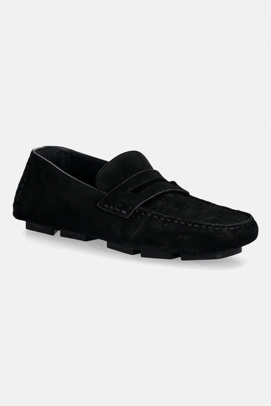 Μοκασίνια σουέτ Calvin Klein SQUARE DRIVER SUEDE φλατ μαύρο HW0HW02844