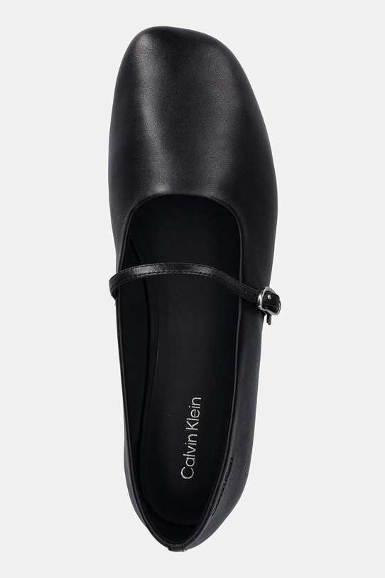Calvin Klein baleriny skórzane OBLIQUE BALLERINA MJ LTH HDW czarny HW0HW02847