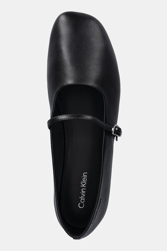 Calvin Klein baleriny skórzane OBLIQUE BALLERINA MJ LTH HDW czarny HW0HW02847