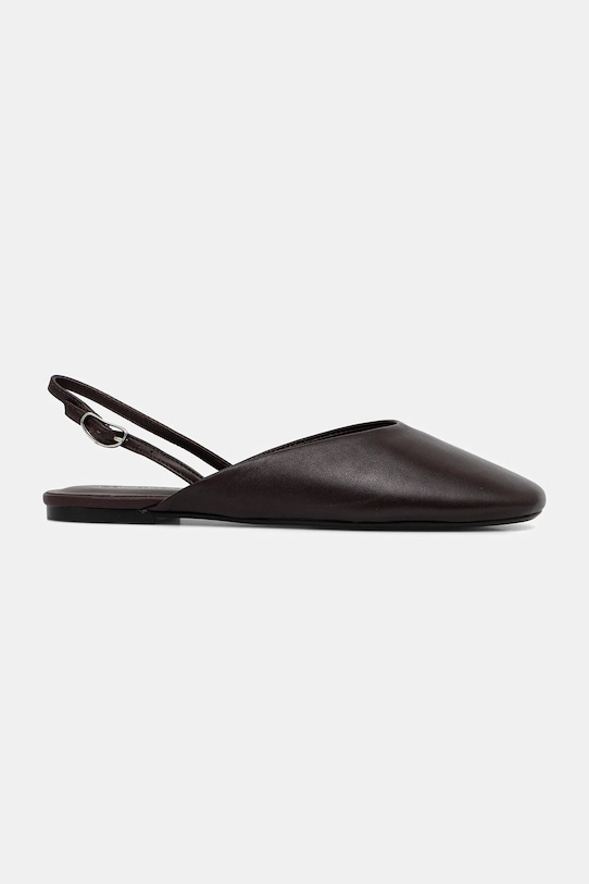 Δερμάτινες μπαλαρίνες Calvin Klein OBLIQUE BALLERINA SLINGBACK LTH HW0HW02852 μπορντό SS26