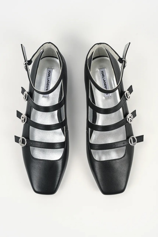 Karl Lagerfeld baleriny skórzane KONNIE czarny KL40195.00S
