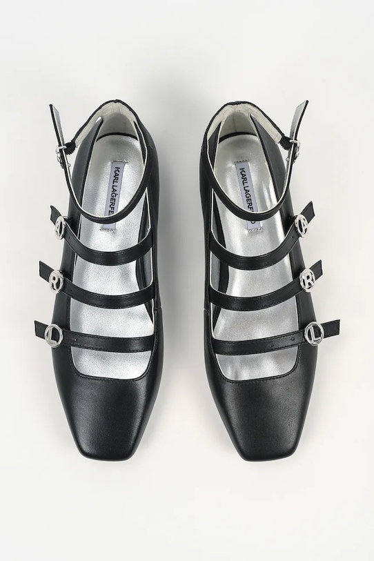 Δερμάτινες μπαλαρίνες Karl Lagerfeld KONNIE μαύρο KL40195.00S