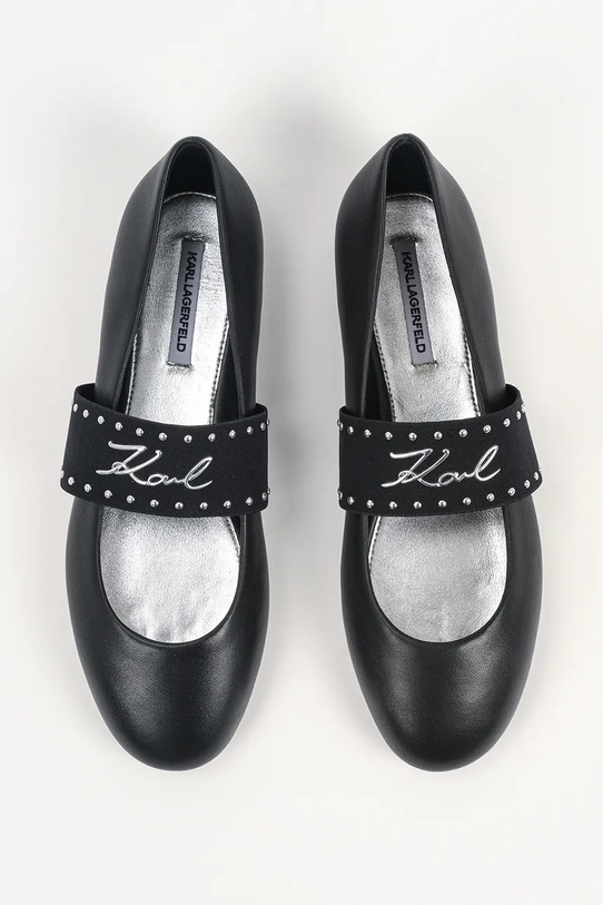Karl Lagerfeld baleriny skórzane KARO czarny KL40126A.000