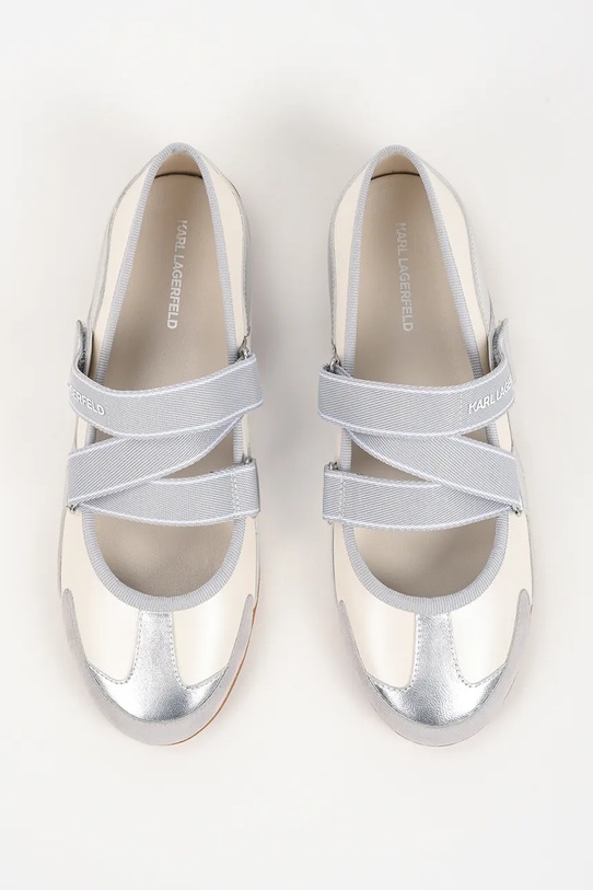 Karl Lagerfeld baleriny skórzane ALTIA srebrny KL66101.3SL